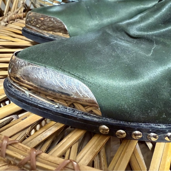 Jeffrey Campbell Optimum-ST Green Oiled Studded Booties Size 8.5 - Picture 5 of 7